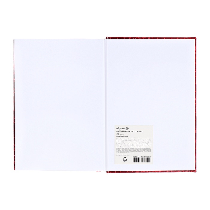 Ежедневник датированный 2025 года, deVENTE. Flag, Attomex. Arkona, твердая обложка бумвинил с поролоном, ляссе, блок 70 г/м2, красный
