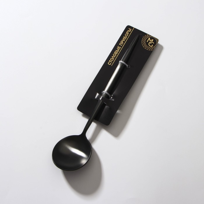 Ложка столовая из нержавеющей стали Magistro «Фолк», длина 21 см, цвет чёрный Ложка столовая из нержавеющей стали Magistro «Фолк», длина 21 см, цвет чёрный