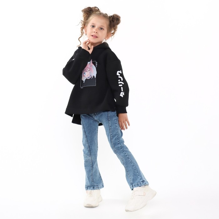 Толстовка для девочки, цвет черный, рост 104 см Толстовка для девочки, цвет черный, рост 104 см