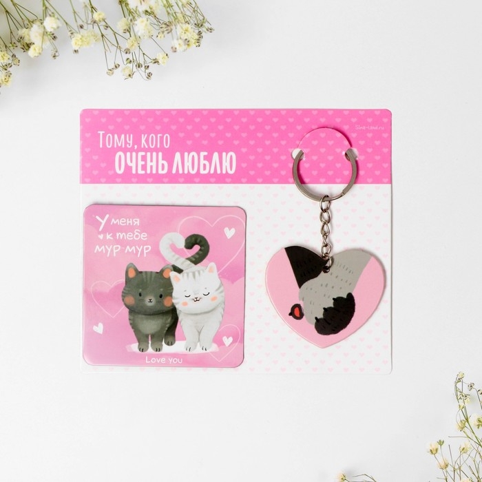 Брелок для ключей и магнит &laquo;Мур-мур&raquo;, подарочный набор, 10 х 19 см.