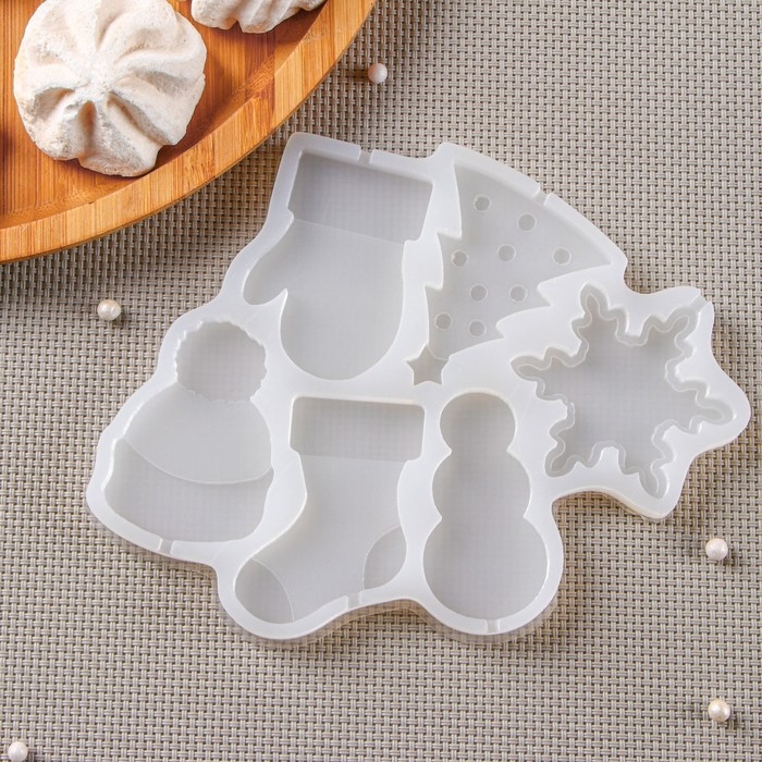 Силиконовый молд для леденцов и шоколада &laquo;Новогодние леденцы&raquo;, 15&times;13 см, цвет прозрачный