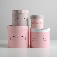 Набор коробок из тонкого картона 4 в 1, упаковка подарочная, &laquo;Мордочки&raquo;, 12 х 12 - 20 х 20 см