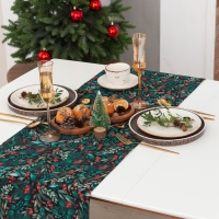 Новый год. Дорожка на стол новогодняя Этель "Winter berry" 40х147см, 100%хл, саржа 190 г/м2