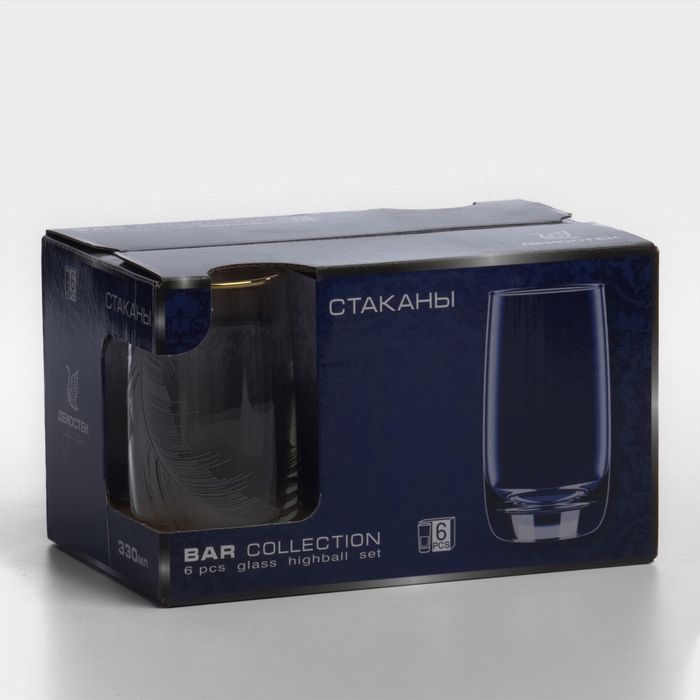 Набор стеклянных стаканов &laquo;Перо&raquo;, 330 мл, 6 шт