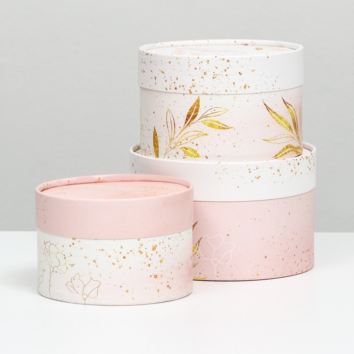 Набор шляпных коробок 3 в 1 Набор шляпных коробок 3 в 1 "Нежность", завальцованная, 16 х 10, 14 х 9, 13 х 8,5 см