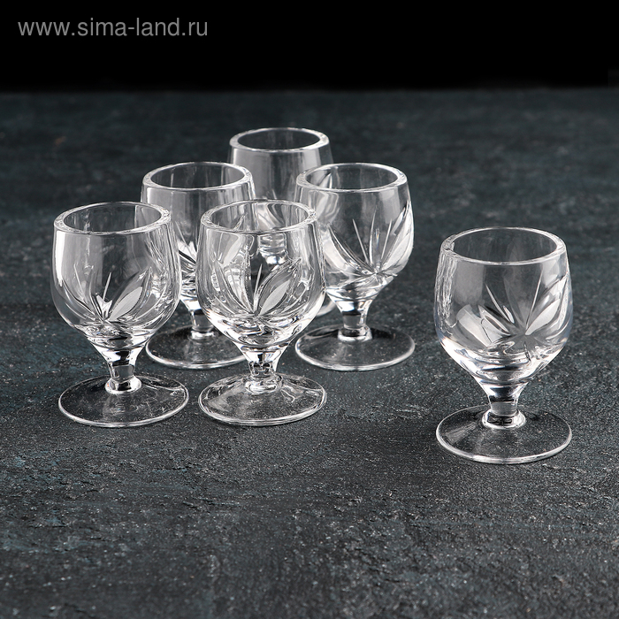 Набор рюмок хрустальных &laquo;Цветок&raquo;, 15 мл, 6 шт