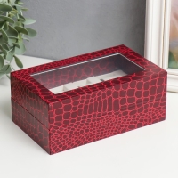 Шкатулка пластик под часы 2 отделения и бижутерию "Красный питон" 7х10,5х17,5 см Шкатулка пластик под часы 2 отделения и бижутерию "Красный питон" 7х10,5х17,5 см