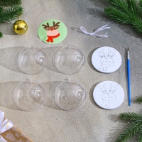 Ёлочное украшение под раскраску &laquo;Олень&raquo; размер: 8 см; 2 шт., кисть