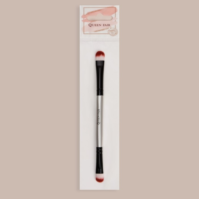 Кисть для макияжа, двусторонняя, 14 (&plusmn; 1) см, цвет чёрный/серебристый