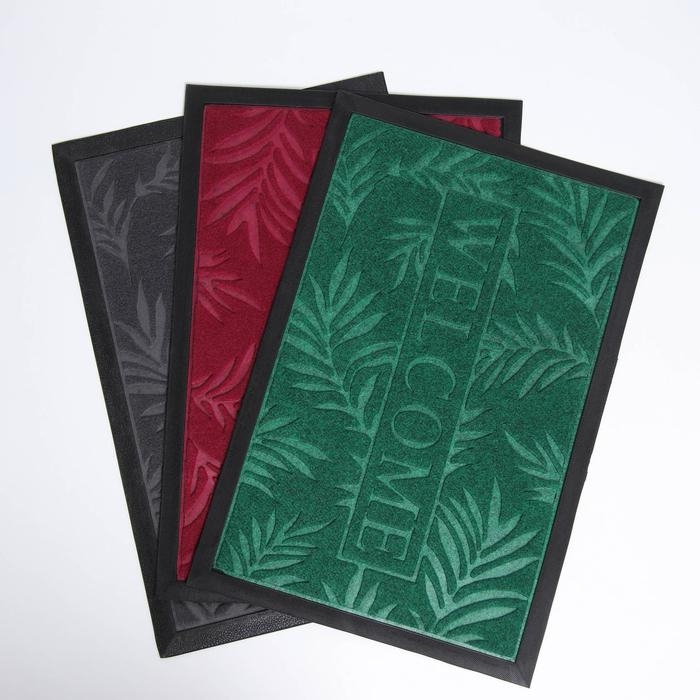 Коврик влаговпитывающий придверный Доляна &laquo;Welcome листья&raquo;, 40&times;60 см, цвет МИКС