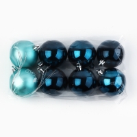 Шары ёлочные новогодние, на Новый год, d=6 см, 8 шт., цвет синий и голубой