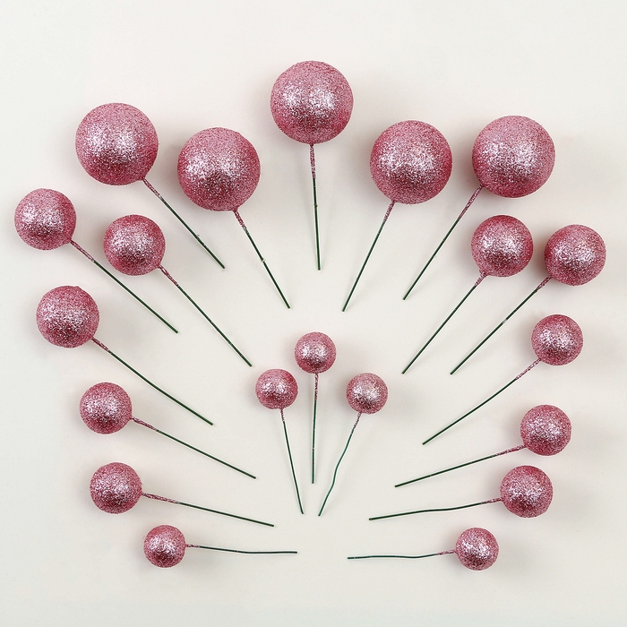 Набор топперов «Бусины», набор 20 шт., цвет розовый Набор топперов «Бусины», набор 20 шт., цвет розовый