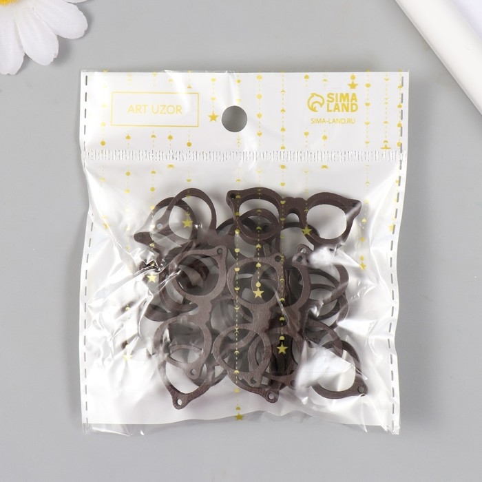 Декор для творчества дерево "Очки" набор 15 шт 1,7х4 см