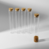 Набор баночек для хранения бисера, d = 2,2 &times; 12 см, 5 шт, в контейнере, 13,5 &times; 13,5 &times; 3,5 см