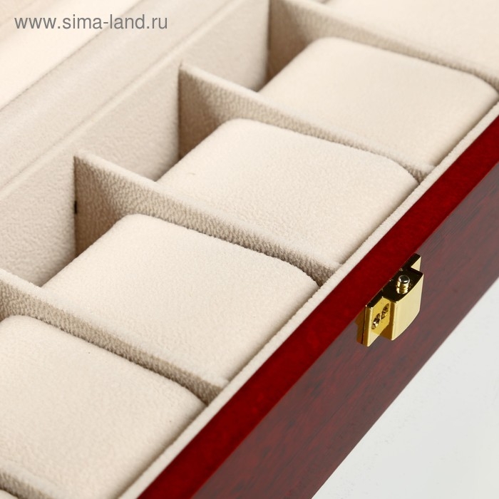 Шкатулка дерево под часы 6 отделений Шкатулка дерево под часы 6 отделений "Красно-коричневая" лак 8х31х11 см