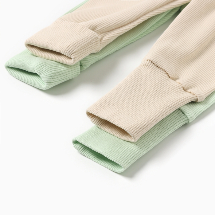 Комплект леггинсов детских MINAKU: Basic Line BABY, цвет шалфей/бежевый, рост 62-68