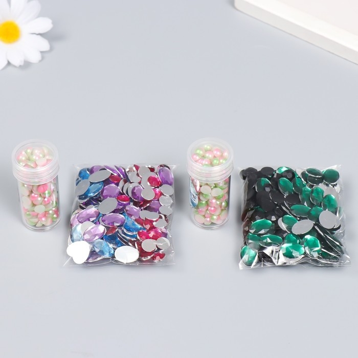 Декор "Градиент розово-зелёный" d=6 мм 10г 200 шт 5х2,5 см МИКС