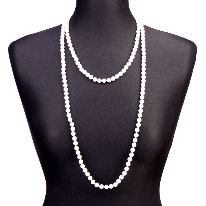 Бусы карнавальные жемчуг, 1,5 м, 8 мм, цвет белый Бусы карнавальные жемчуг, 1,5 м, 8 мм, цвет белый