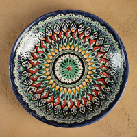 Ляган Риштанская Керамика "Узоры", 25 см, синий микс Ляган Риштанская Керамика "Узоры", 25 см, синий микс