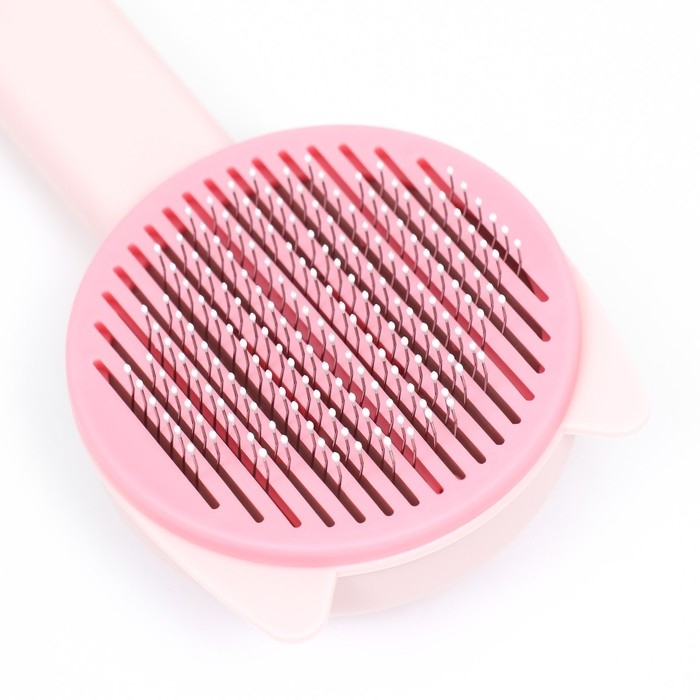 Пуходёрка пластиковая Пуходёрка пластиковая "Кошка" с функцией самоочистки, 8,5 х 20 см, розовая