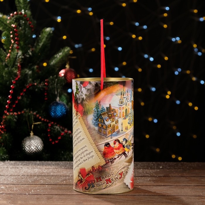 Новый год. Подарочная коробка, тубус &laquo;Добрые пожелания&raquo; 120 х 220 мм (200 мм внутр. высота).