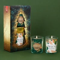 Свечи в стакане новогодние &laquo;Новый год: Чудеса случаются&raquo;,   набор, 2 шт., аромат белый орех и ель