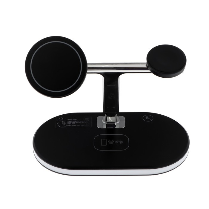 Беспроводная зарядная станция 3 в 1 LCC-83, 15 Вт, MagSafe, с подставкой, подсветка, черная Беспроводная зарядная станция 3 в 1 LCC-83, 15 Вт, MagSafe, с подставкой, подсветка, черная