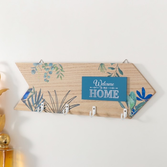 Крючки декоративные дерево "Добро пожаловать домой. Растения" 34х10,8 см