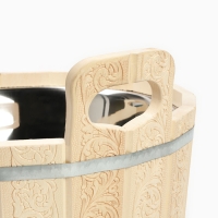 Шайка-таз из липы, 9 л, двуручная,нержавеющая вставка, "Русский узор"