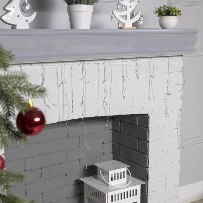 Гирлянда &laquo;Бахрома&raquo; 3 &times; 0.5 м, IP20, прозрачная нить, 80 LED, свечение тёплое белое, 8 режимов, 220 В