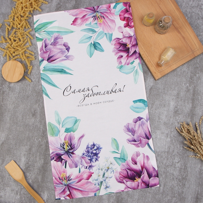 Полотенце Полотенце "Этель" Самой заботливой 40х73 см, 100% хл, саржа 190 г/м2