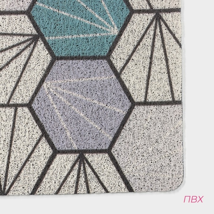 Коврик придверный грязезащитный Доляна &laquo;Грани&raquo;, 80&times;120 см, цвет серо-зелёный