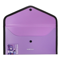 Папка-конверт на кнопке 260 х 140 мм (Travel), 600 мкм, ErichKrause "Matt Manga", с расширением, непрозрачная, тиснение "песок", микс