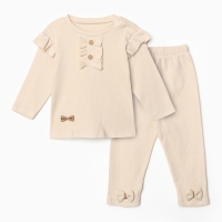 Комплект для девочки (лонгслив/брюки), цвет бежевый, рост 68 см