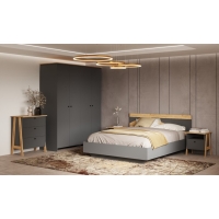 Кровать двуспальная с основанем Теодора, сп/место 1600*2000, Графит/Крафт золотой Кровать двуспальная с основанем Теодора, сп/место 1600*2000, Графит/Крафт золотой