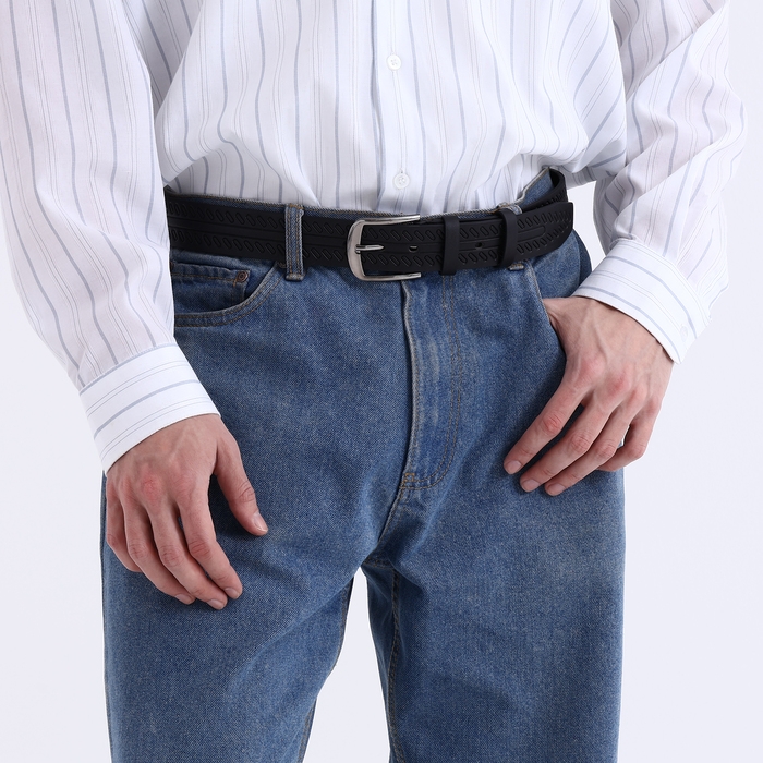 Ремень мужской &laquo;Великан&raquo;, ширина 4 см, винт, пряжка металл, цвет чёрный