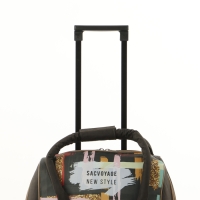 Чемодан малый с сумкой "Краски", отдел на молнии, наружный карман, цвет серый