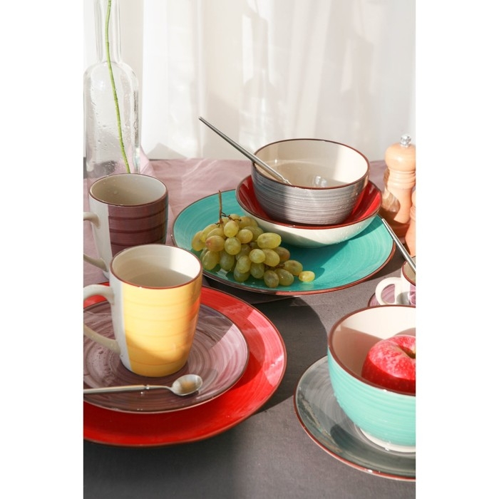 Салатник керамический Доляна «Морской мир», 800 мл, d=14 см, цвет бордовый Салатник керамический Доляна «Морской мир», 800 мл, d=14 см, цвет бордовый