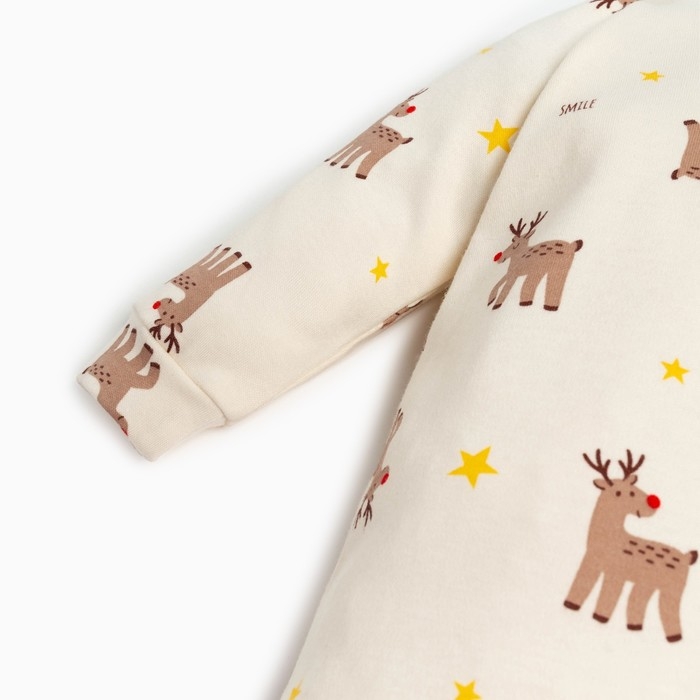 Комбинезон Крошка Я "Merry Xmas", рост 62-68 см, цвет бежевый