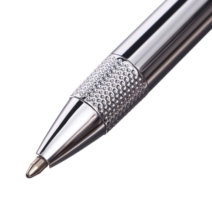 Ручка подарочная шариковая в кожзам футляре поворотная Стиль корпус серебро Ручка подарочная шариковая в кожзам футляре поворотная Стиль корпус серебро