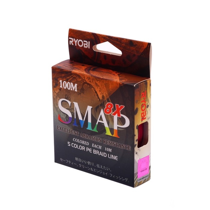 Шнур Ryobi SMAP PE8X, диаметр 0.310 мм, тест 20.4 кг, 100 м, Multi Colour Шнур Ryobi SMAP PE8X, диаметр 0.310 мм, тест 20.4 кг, 100 м, Multi Colour