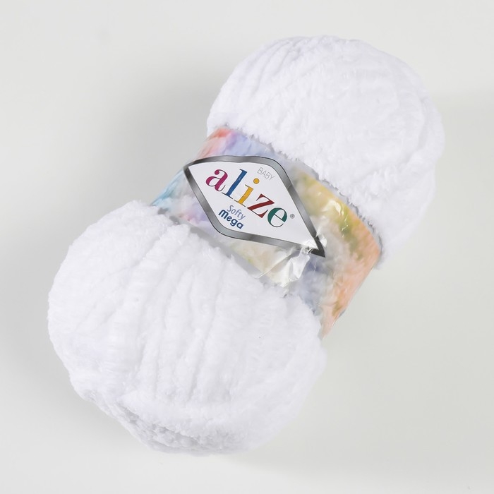 Пряжа "Softy mega" 100% микрополиэстер 70м/100гр (55 белый)