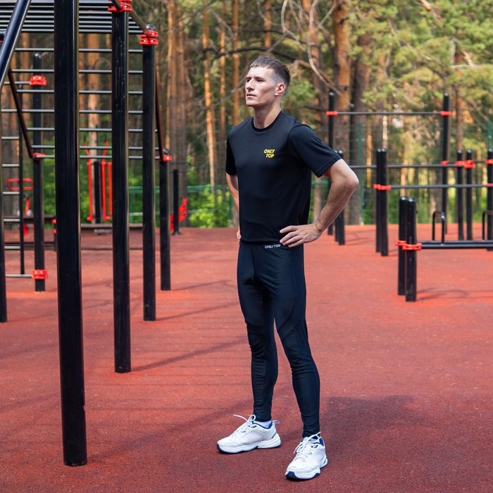 Лосины ONLYTOP беговые мужские, р. 50, цвет чёрный Лосины ONLYTOP беговые мужские, р. 50, цвет чёрный