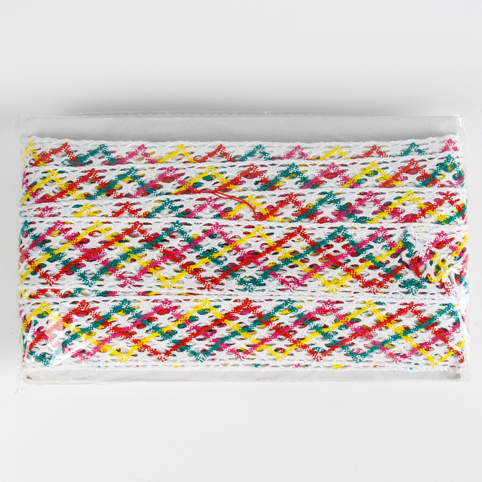 Тесьма многоцветная &laquo;Зигзаг&raquo;, ширина 4 см, в упаковке 25 м