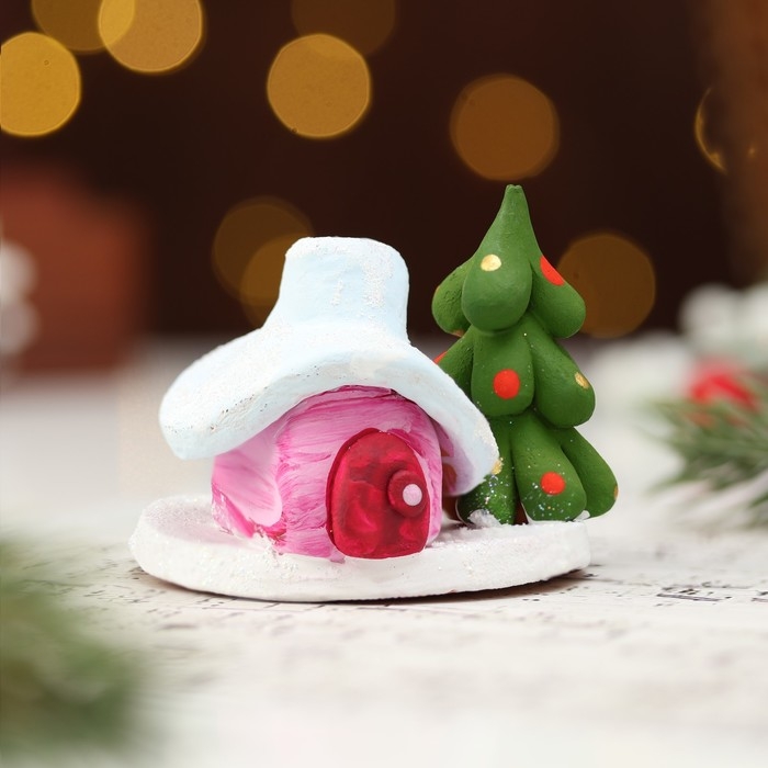 Подсвечник Подсвечник "Новогодняя избушка", ковровская игрушка, керамика