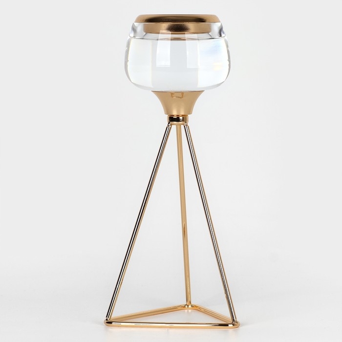 Подсвечник металл, стекло на 1 свечу &laquo;Изысканность&raquo; цвет золото 9.5 х 9.5 х 22.5 см