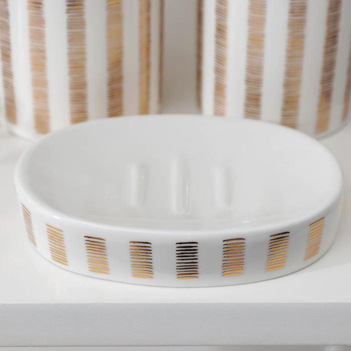 Набор аксессуаров для ванной комнаты &laquo;Мокко&raquo;, 4 предмета (мыльница, дозатор для мыла 450 мл, 2 стакана), цвет белый