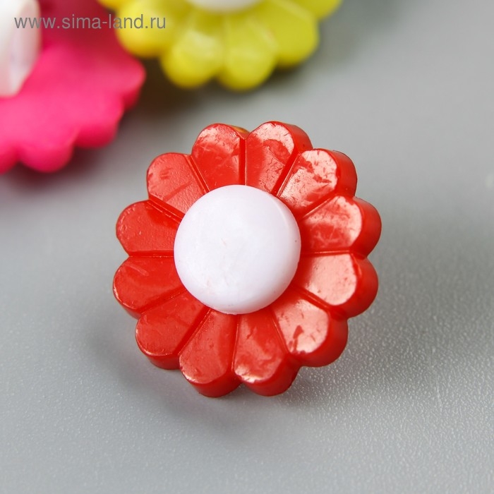 Набор пуговиц декоративных пластик "Цветочки яркие" (набор 22 шт) 1,5х1,5 см