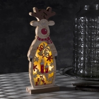 Светодиодная фигура &laquo;Олень&raquo; 11 &times; 30 &times; 5 см, дерево, батарейки АААх2 (не в комплекте), свечение тёплое белое