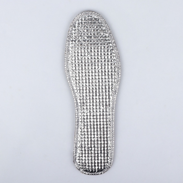 Стельки для обуви, утеплённые, двухслойные, фольгированные, окантовка, р-р RU 38 (р-р Пр-ля 40), 25 см, пара, цвет серый